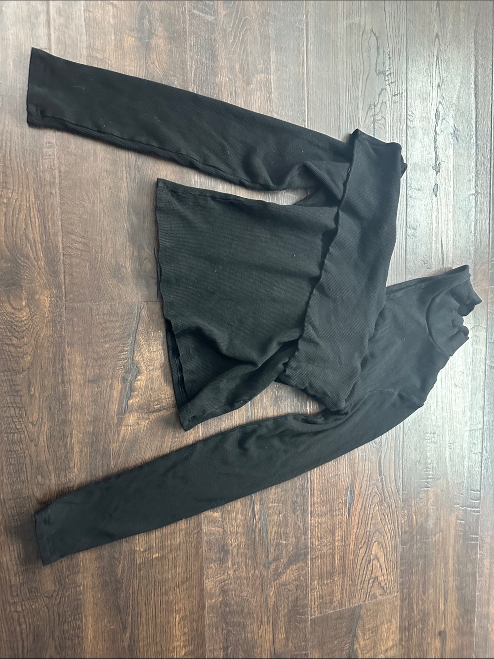 Commense Black Ribbed Long Sleeve Top #b20